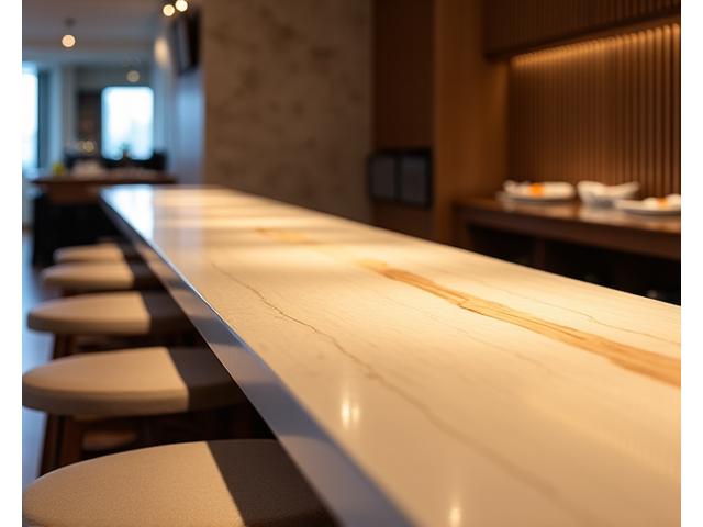 檜の一枚板が美しいカウンター席